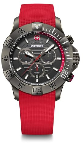 Wenger Seaforce Chrono Analog Quartz Chronograph Klocka Diameter 43 Mm Schweiziskt Tillverkad Vattentät Upp Till 200 M Silikonrem 01.0643.128