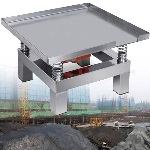 YANDDEA Table Vibrante en Béton, Banc D'essai de Vibration électrique Plate-Forme de Vibration de Bloc D'essai en Acier Inoxydable,50 * 50cm
