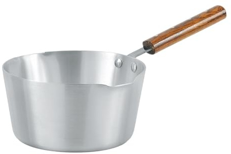 Induction Base Milk pan Saucepan Coffee Pot Boiling Tea Pan Aluminium Saucepot with Long Wooden Handle & Pouring Lip (22cm)