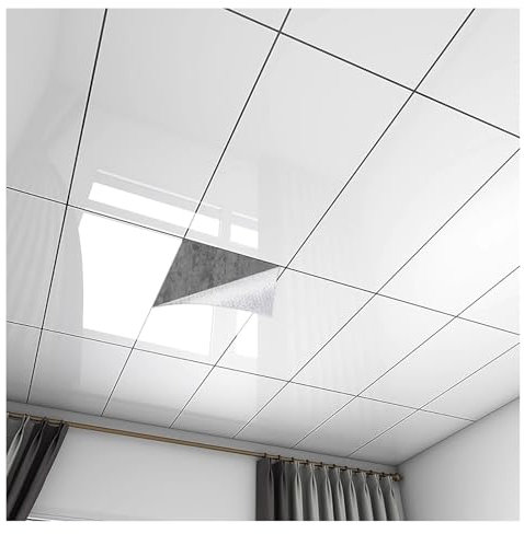 Self Adhesive PVC Wall Stickers,Decorative Ceiling Tile,Ceiling Covering for Home/Office Decoration(White,30x60cm(40pcs))