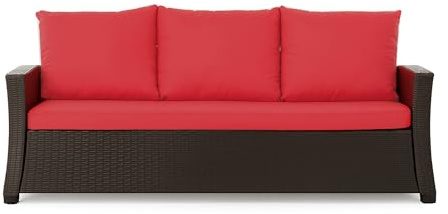Setgarden® bänkskydd – utomhus sittdyna för trädgårdsbänk för polyrattan stoppning dyna utomhus – bänkkudde dyna för hollywoodgunga rotting sittbänk (röd, 150 x 60 x 50 cm)