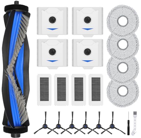 Attemart Accessoires de Rechange pour Ecovacs Deebot N30 Pro Omni, N30 Omni, N30 Pro robot aspirateur, 1 Brosse Principale, 4 Filtres, 4 Serpillières, 4 sacs à poussière, 6 Brosses Latérales,19 pièces
