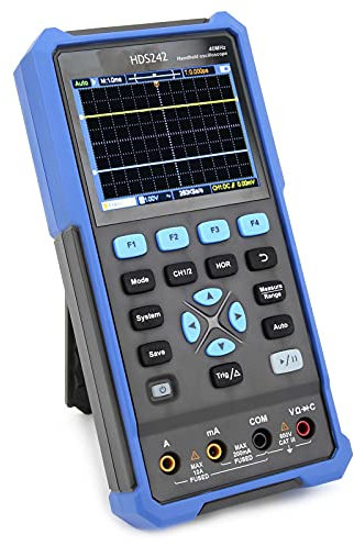 HDS242 Handheld-Oszilloskop-Wellenformgenerator, Multimeter-Quelle, Wellenformgenerator, 3-in-1-Multifunktionstester, Tragbares Mini-Speicher-Oszilloskop-Kit (EU-Stecker (100–240