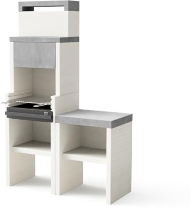 TUOZI - PACK 20 VENIT FLEX – COCINA DE EXTERIOR VENIT FLEX PLUS HOTTE – Barbacoa Modular con Parrilla de Acero Inoxidable, Fregadero y Estante de Almacenaje (118 x 47 x 185 cm)