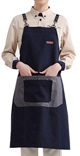 TOWARDSNAN Delantal, delantal de lona para cocina, restaurante, cocina, barbacoa, horneado, ropa de trabajo, azul, 33*32*2.5cm