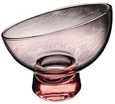YGLEEULI Coupe à Fruits en Verre Cristal Plateau à Fruits en Cristal Transparent, Pied Haut, délicat, Rond et Oblique, for Le thé et Le Dessert(Pink)
