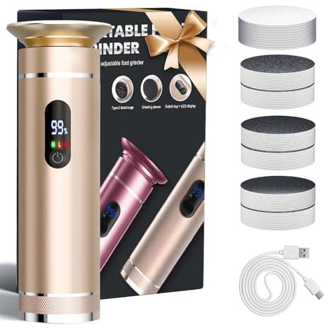 Arofaue Hornhautentferner Elektrisch mit Pediküre Set Fußpflege Elektrisch mit 2 Geschwindigkeiten elektrische Fußfeile für Hornhaut Schwielen 60 Schleifbänder 10 Polierscheiben in Geschenkbox（Gold）