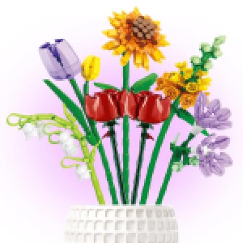 Kit de Construction Bouquet de Fleurs 596Pcs,Kit de Construction de Fleurs Artificielles,Roses,Bouquet de Botanical,Bouquet de Plantes Décorations,Cadeau pour Mères,Noël,Saint-Valentin,Anniversaire