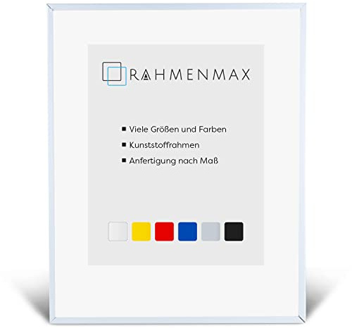 RahmenMax Kunststoff Bilderrahmen Texas für Bild 60x80cm Weiß mit Acrylglas | mit 1mm Antireflex Acrylglas/Rückwand Weiß/Posterrahmen/Maßanfertigung möglich/Aufhänger für Hoch- und Querformat
