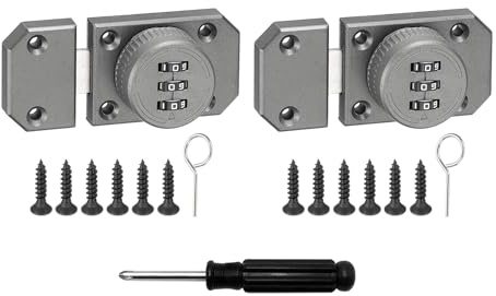 uxcell Cabinet Door Latch 2.17 x 1.5 Inch Zinc Alloy Keyless Combination Lock for Kitchen Cabinet Office Drawer Wooden Furniture Gray 2Pcs