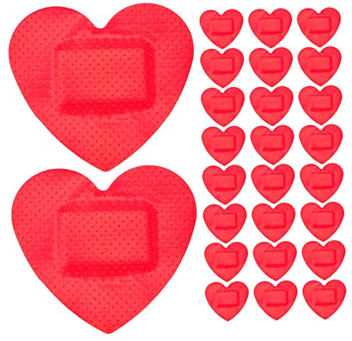 HAKIDZEL 50Pcs Heart Shaped Bandages Care Patches for All Ages Elastic Breathable Adhesive Hemostatic Stickers Protective Cute First Aid and Scrapes
