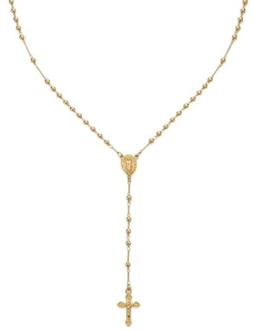 Nazareth Store 18K vergoldete Rosenkranz-Halskette „Unsere Liebe Frau von Guadalupe mit Perlen, Kreuz und Y-Ketten-Design für Damen