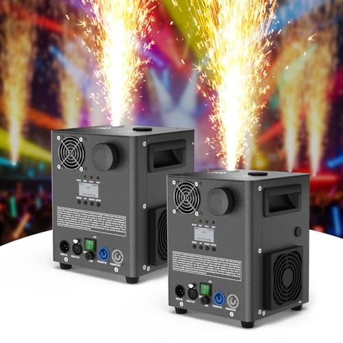 2PCS 1000W Professionnel Machines Pyrotechniques, d-mx512 & Télécommande sans fil Machine à Étincelles Froides Zéro Pollution pour Mariage Fête Scène Noël Halloween