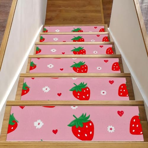 Luoweisi Tappetini antiscivolo per scale in legno, per interni, 76,2 x 20,3 cm, per cani, bambini, anziani, con adesivo riutilizzabile, confezione da 15 pezzi