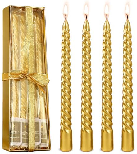 Spiralkerzen Gold, Weihnachts Spiralkerzen, Spiralförmige Stabkerzen ohne Duft, Dekorative Haushaltkerzen, Lange Kerzen Gold für Feiern, Neujahr, Weihnachten, für Kerzenständer