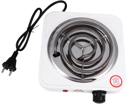 Fornello Elettrico Portatile da Tavolo 1000w Bianco | Metallo e Plastica, Design Anti-vibrazione e Anti-statico, Superficie Extra per Cottura