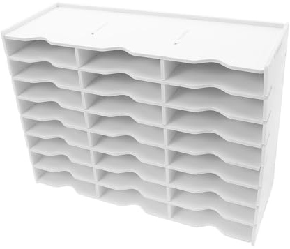 Mobestech Boîte de Rangement Bureau Cases Blanche Organisateur de Bureau Compact et Robuste Support pour Tampons Encreurs Rangement Polyvalent pour Documents Fournitures