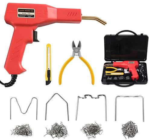 Plastic Welding Machine Car Bumper Repair Kit, 200 Pieces Hot Welding Nail and Pliers Plastic Welding Machine for Repairing Broken Cracked Plastic Parts