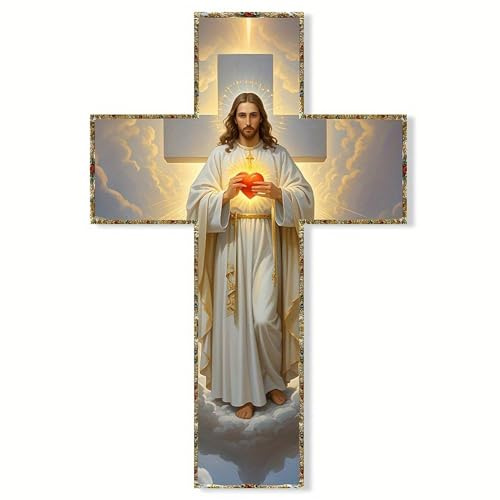 Syglawnd Kruzifix-Wandkreuz, Jesus-Kreuz für die Wand, 30, 5 x 20, 3 cm großes Vintage-Holzkruzifix, katholische und religiöse spirituelle Dekoration für Wohnzimmer und Schlafzimmer