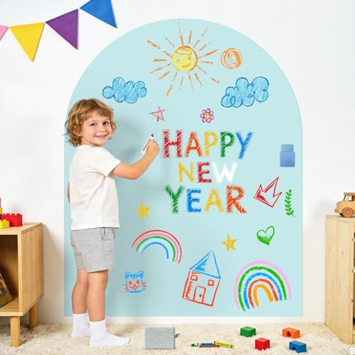 Large Magnet Chalkboard Wall Sticker Magnetic Chalk Board Arch Wall Decal | 31x39 Inch Black Chalkboard, Magnetic Contact Wall Paper, Magnet Wallpaper, Self-adhesive, Classroom Office Teaching Supplies