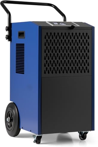 TANGZON 73L/Day Commercial Dehumidifier, 695m2 Area Industrial Dehumidifiers with 24H Timer, Auto Defrost, Drain Hose & Wheels, Home Basement Building Air Dryer, 300m3/h Air Circulation (Blue)