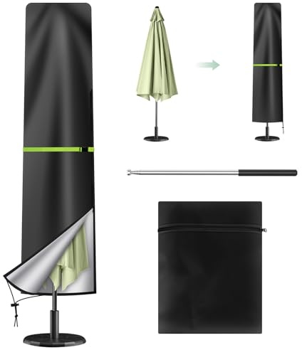 Ainiv Cubierta de Sombrilla Voladizo Impermeable (240 x 57/57cm), Oxford 210D con Revestimiento PVC, con Poste Telescópico para Sombrillas Patio de 3-3.3 Metro, Protección UV y Resistente al Viento