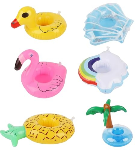 6Pcs Getränkehalter Pool, Aufblasbarer Getränkehalter Pool, Schwimmend Getränkehalter für Sommer Beachparty Pool Party, mit Verschiedenen Designs für Gartenpartys und Outdoor Veranstaltungen