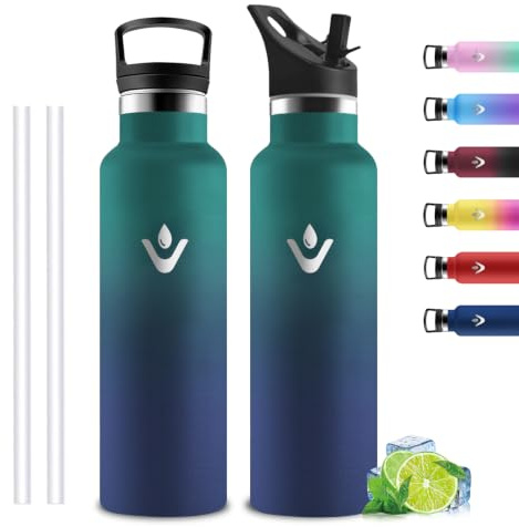 Borraccia Termica 750ml, Borracce Termiche con Cannuccia, Borraccia Acciaio Inox Senza Perdite, Bottiglia Termica, Isolato Sottovuoto, Senza BPA Borracce Palestra per Lavoro, Scuola, Yoga