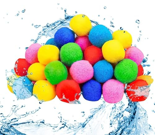 Palline di spugna d'acqua - Confezione da 30, palloncini d'acqua a riempimento rapido, spugne assorbenti | Palla da acqua in silicone autosigillante, giocattolo antispruzzo ricaricabile ad asciugatura