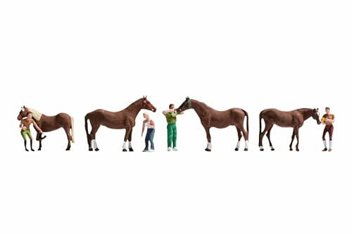 NOCH Pferdepflege Figuren-Set, detailreiche H0 Modelle, ideal für ländliche Szenen in Spur H0