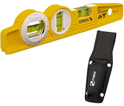 Stabila 16670/0 25 cmTorpedo Type 81 SV REM W360 Spirit Level with Bag - Yellow/Black