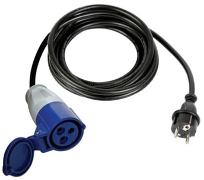 Perel Cavo adattatore, H07RN-F 3G1.5, 3 m, 16 A/230 V, 3680 W, tipo E/F secondo CEE, per uso interno ed esterno, gomma, nero