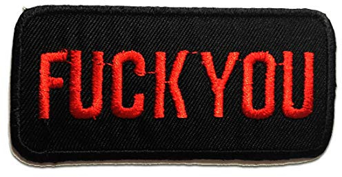 Catch the Patch Fuck You Aufnäher zum Aufbügeln 9 x 4,3 cm Bügelbild für Erwachsene mit Funny Vintage, Bügelpatch Patches Bügelflicken