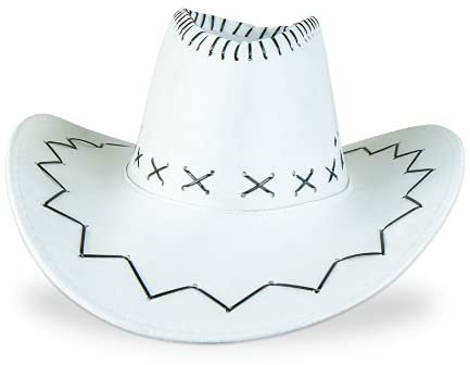 Miobo Cowboy Hut Western Cowgirl Hüte für Damen Herren Kinder (One size, weiß für Erwachsene)