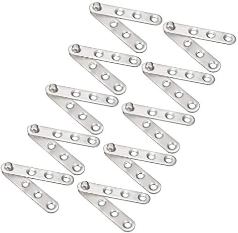 sourcing map 10 Sätze Drehtür Drehgelenk Scharnier 60mm x 11mm Silberton | 360 Grad, Edelstahl