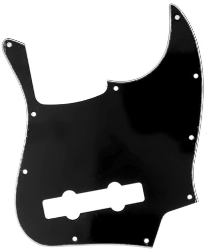 Musiclily Pro 5 Corde 10 Fori Contemporaneo Battipenna J basso Pickguard per Fender Jazz Bass Messicano, 3 strati Nero