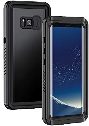 Lanhiem Fodral till Samsung S8+ Plus, IP68 vattentätt, dammavstötande och stötsäkert helt igenom tätat undervattensskyddande fodral med inbyggt skärmskydd för Samsung Galaxy S8 Plus (svart)