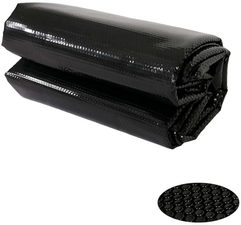 Pool-Abdeckung Wärmeplane Abdeckplane Solarplane Solarabdeckung, Stärke: 400 µm - oval 7,31x3,65m schwarz