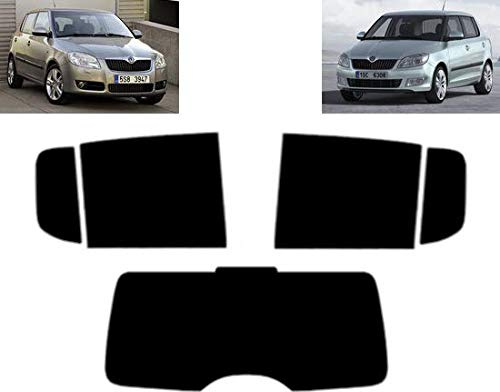 Passgenaue Tönungsfolie für-Skoda Fabia 5-Türen 2007-2013 Heck/Seitenscheiben (05% Tiefschwarz)