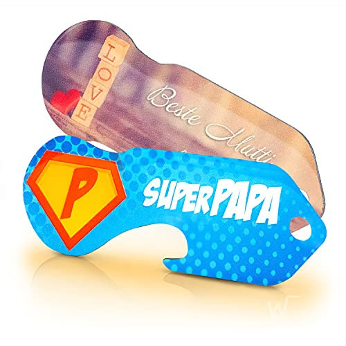 Einkaufswagenlöser ® Mama & Papa/Entriegler für Einkaufswagen – inkl. 1 Jahr Schlüsselfundservice/Einkaufswagenchip abziehbar/Einkaufschip zum rausziehen/Schlüsselanhänger Metall / 2 Stück