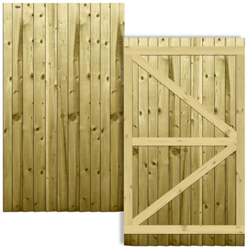Premier Garden Supplies Garden Gate Height: 6ft (180cm High) Feather Edge Fully Framed Flat Top Pedestrian Pathway Garden Footpath Gate [Width 105cm] NO HINGE PACK