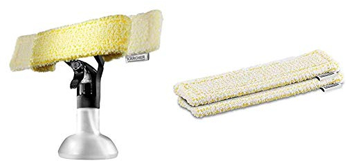 Kärcher 2.633-129.0 Pulvérisateur 2 en 1 + grattoir accessoire & Kärcher WV Housse de Vadrouille en Microfibre pour l'intérieur, 2 Pièces, Adaptée aux Vaporisateurs WV avec Velcro