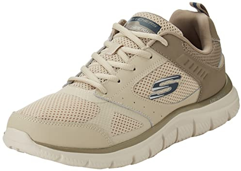 Skechers herr Track SyntacSneaker, Taupe läder mesh trim, 41 EU