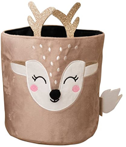 Papierdrachen Stoff Utensilo | Motiv Reh | Aufbewahrung für Spielzeug - Kinderzimmer Dekoration | Spielzeugkorb - Stoffkörbchen aus Samt 21 cm - Set 3