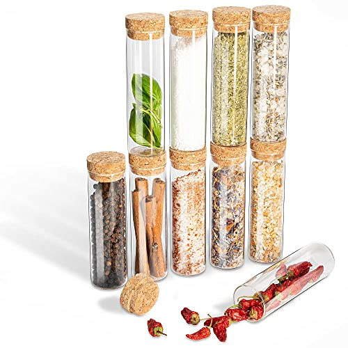 Tuuters 25 Stück Glas Gewürzgläser mit Korken Verschluss (120 x Ø30mm) | Kleine Glasfläschchen mit Natur-Korken für Gewürze, Gewürzbehälter zur Aufbewahrung, Verschenken, Reagenzglas 3cm Durchmesser