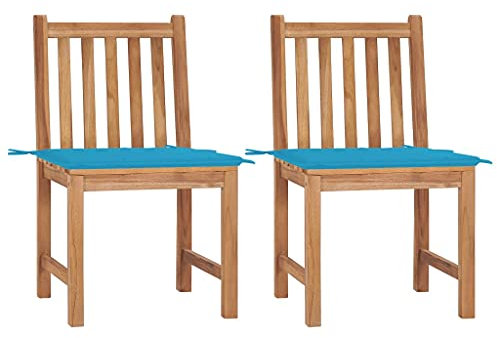 Makastle 2 Stück Gartenstühle Allwetter Terrassenstuhl Gartenstuhl Stuhl Balkonstuhl Gartenmöbel Stühle Gartenstühle Terrasse Balkonstühle Holzstuhl für Balkon Garten, Blau