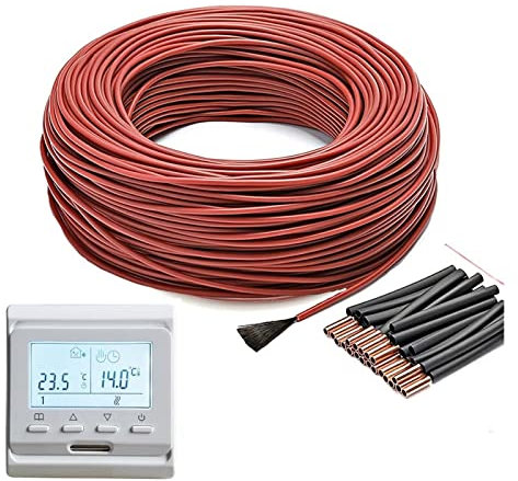 MSEURO 50m12K 33ohm/m Heizspirale Heizkabel Kohlefaser Bodenheizkabel mit WiFi Thermostat Lucky (Color : 50m and M6 706)