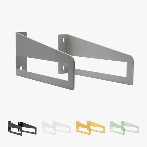 Natural Goods Berlin 2x Regalhalter DAHLEM, schwerlast Regalträger, Regalstütze, Wandregal, Schweberegal für Küche und Büro (Grau, 225mm Tiefe)