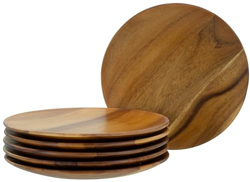 Creatable, 21579, Série Acacia - Nature Collection, set de vaisselle 6 pièces, set d'assiettes en bois