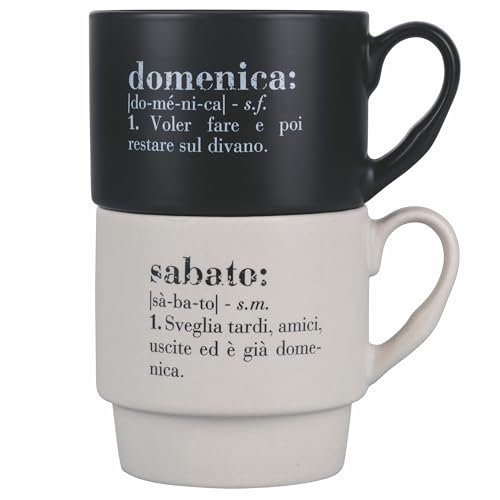 Villa d'Este Home Tivoli Set 2 tazze mug impilabili 340 ml in porcellana, Victionary